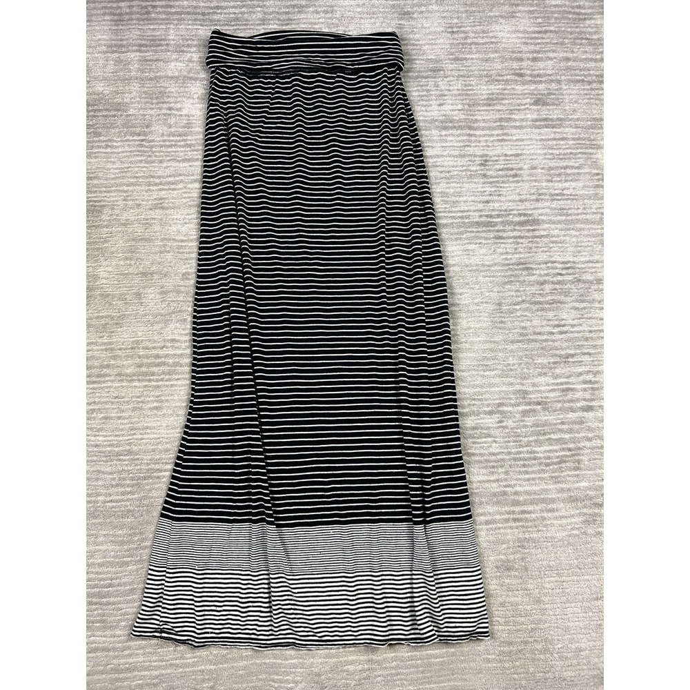 Max Studio Skirt Womens Medium Black White Striped Maxi Convertible Dress Rayon
